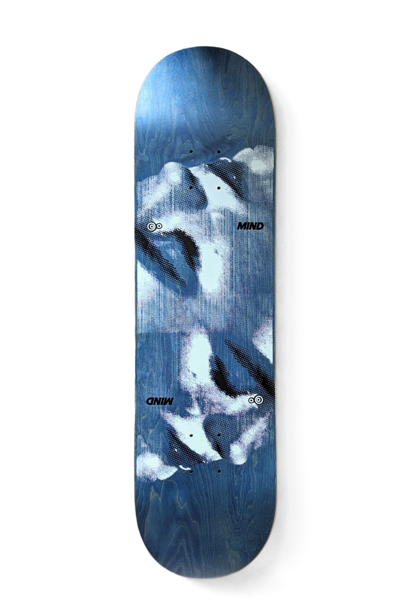 MIND Twin-Tail Symmetrical Skateboard-Deck (Blue-Stain) inkl. Free Grip